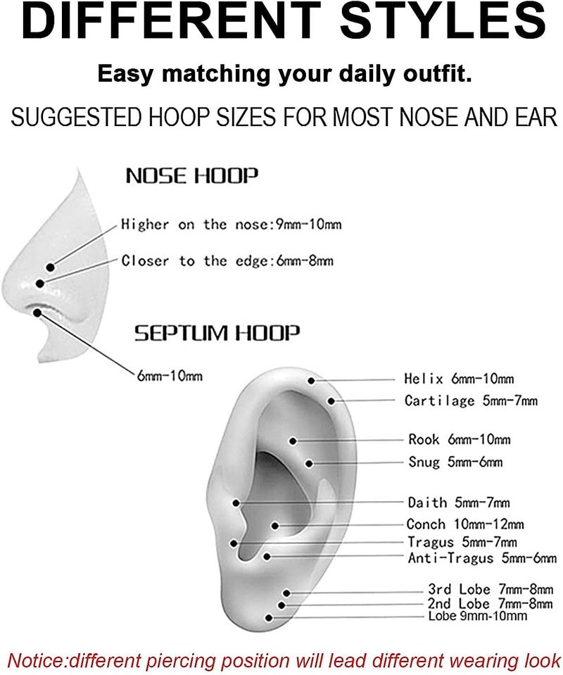 AMASIS Opal Nose Ring Studs Horseshoe Nose Rings Hoops Stud 316L Stainless Steel Nose Rings Round CZ Square Screw L Shaped Nose Stud Hypoallergenic Nostril Piercing Jewelry for Women Men - Image 4